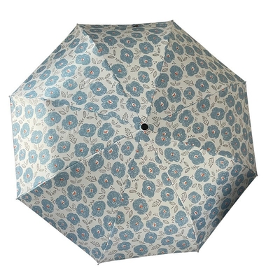 Niveau d'apparence personnalisé Fleurs bleues Ombrelle solaire Crème solaire Parapluie avec cadre métallique