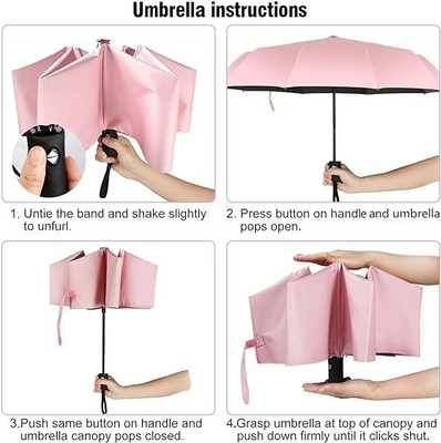 Moderne design style promo Logo 3 Plier parapluie automatique avec 8 côtes en fibre de verre