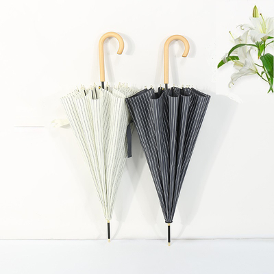 23 pouces * 8k Adultes parapluie à crochet en bois avec un design minimaliste simple et imprimé personnalisé