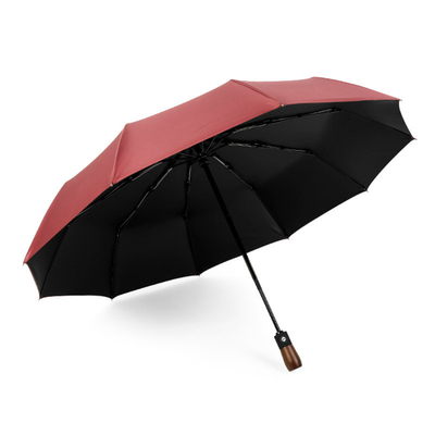 Logo personnalisé Imprimé 23&quot;*10k parapluies Manche en bois Auto ouverte et fermée 3 fois