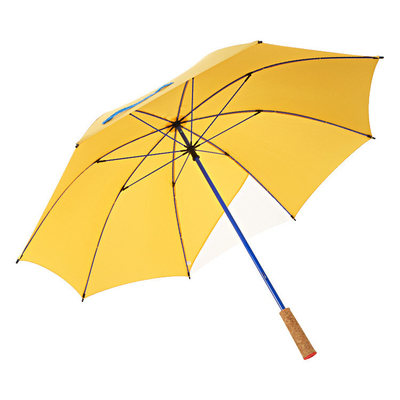 Parapluie à double usage étanche au vent avec arbre métallique et poignée de liège imprimée de logo personnalisé