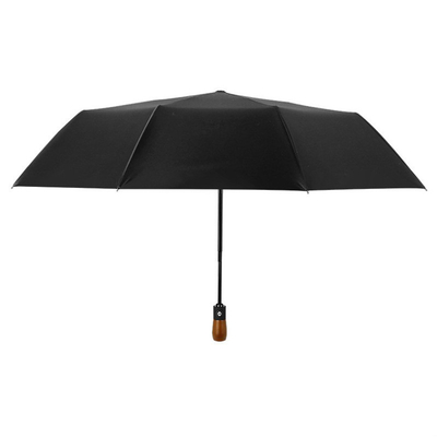 Logo personnalisé Imprimé 23&quot;*10k parapluies Manche en bois Auto ouverte et fermée 3 fois