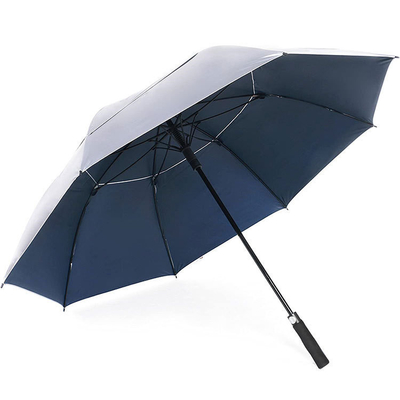 Parapluie de golf UV résistant au vent avec des côtes entièrement en fibre et un faux design à double couche