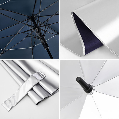 Parapluie de golf UV résistant au vent avec des côtes entièrement en fibre et un faux design à double couche