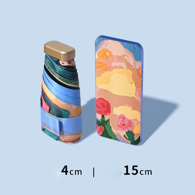 6 Mini parapluie pliable avec poignée en or de Champagne et tout en une fonction