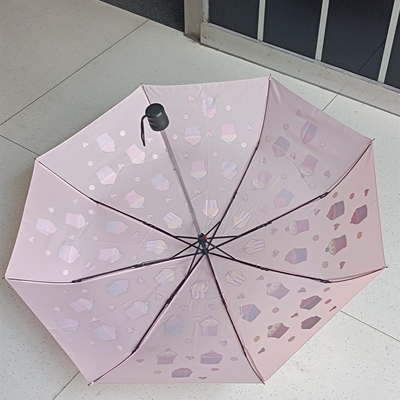 Logo personnalisé imprimé trois couches de tissu recouvert de noir parapluie avec arbre en acier