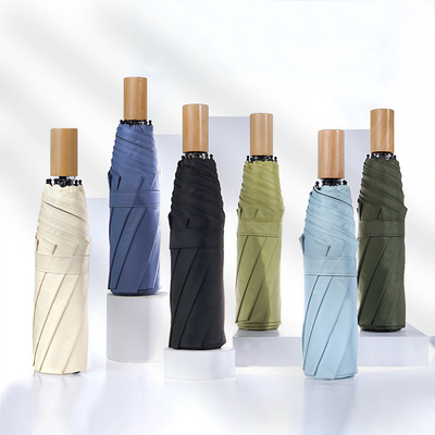 Design de poignée en bois parapluie publicitaire personnalisable de style minimaliste parapluie double
