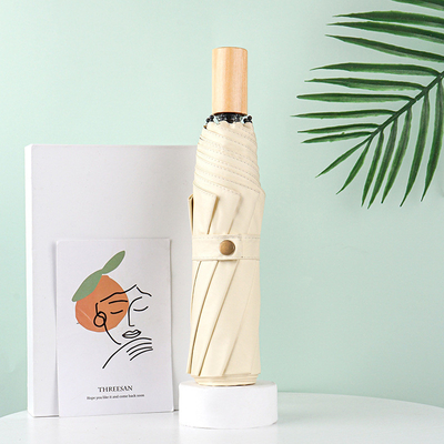 Design de poignée en bois parapluie publicitaire personnalisable de style minimaliste parapluie double