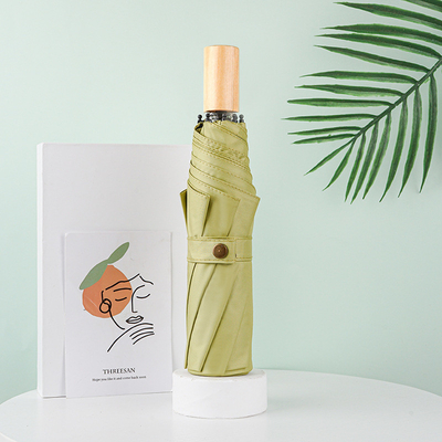 Design de poignée en bois parapluie publicitaire personnalisable de style minimaliste parapluie double