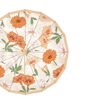 Protège-soleil parapluie de voyage imperméable à l'eau avec ouverture automatique 8K lumineux côtes peinture de fleurs