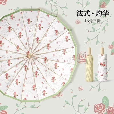 Tuyau en fer 16k cadre en aluminium pare-soleil résistant au vent parapluie avec poignée en bois vintage