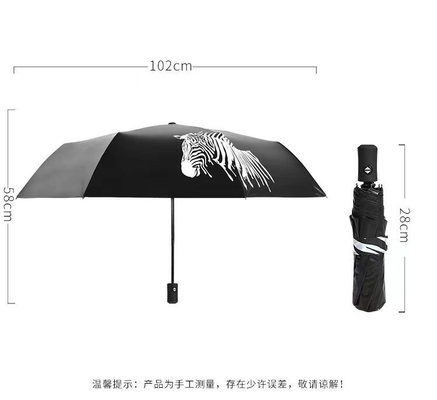 Parapluie personnalisée couverte de noir avec côtes en acier et tissu en polyester
