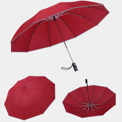 Parapluie pliable entièrement automatique de 23 pouces*10k avec poignée de lampe de poche LED rotative de 180