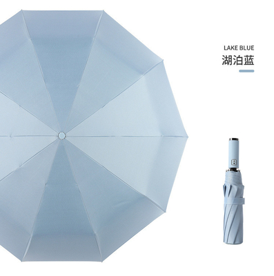 Manche en caoutchouc recouverte 3 pliable Auto ouvert parapluie imperméable aux UV pour la publicité