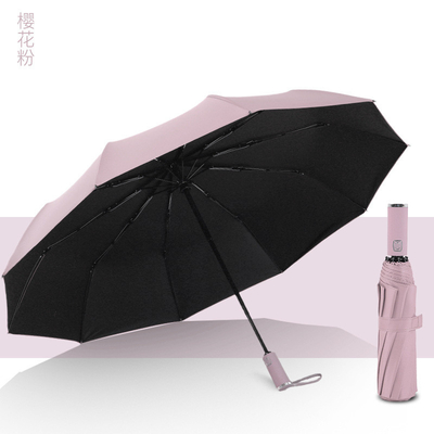 Logo personnalisé Imprimé Auto Ouvert 3 Pins Parapluie d'affaires avec poignée en caoutchouc