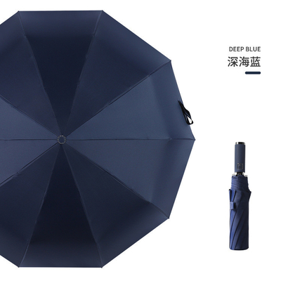 Logo personnalisé Imprimé Auto Ouvert 3 Pins Parapluie d'affaires avec poignée en caoutchouc