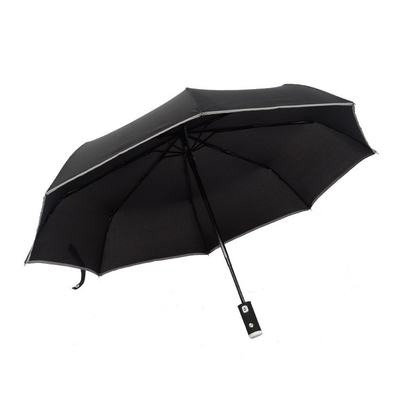 Adultes 3 lampes de poche LED pliables parapluie avec bande réfléchissante et couvercle étanche au vent