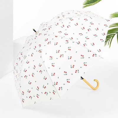Design frais feuille de cerisier poignée en bois parapluie droite automatique ouverte imperméable à l'eau parapluie de mode