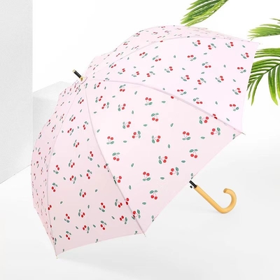 Design frais feuille de cerisier poignée en bois parapluie droite automatique ouverte imperméable à l'eau parapluie de mode
