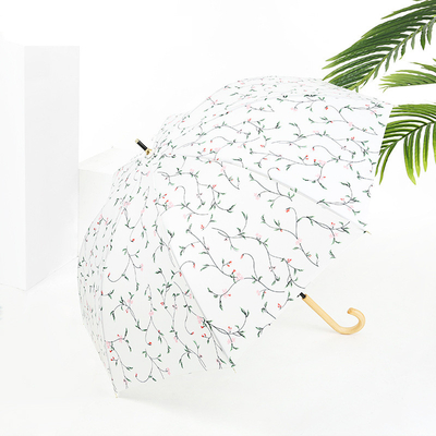 Design frais feuille de cerisier poignée en bois parapluie droite automatique ouverte imperméable à l'eau parapluie de mode