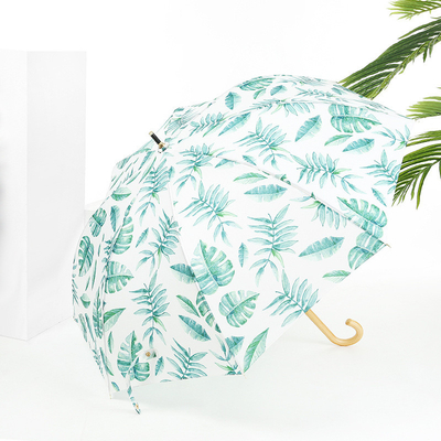 Design frais feuille de cerisier poignée en bois parapluie droite automatique ouverte imperméable à l'eau parapluie de mode
