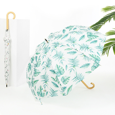Design frais feuille de cerisier poignée en bois parapluie droite automatique ouverte imperméable à l'eau parapluie de mode