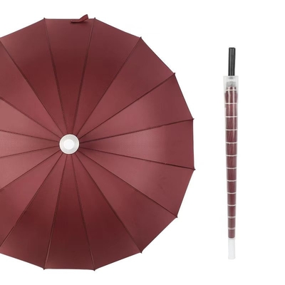 Logo personnalisé en couleur solide imprimé Grand parapluie droit avec boîtier étanche Garder sec parapluie extérieure