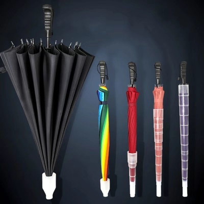 Vente en gros 16 côtes cadre solide automatique 23 pouces parapluie droit avec étui étanche