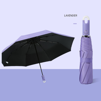 Vente en gros Fermeture entièrement automatique Manche à verrouillage triple pliable Multi Colors parapluie Dropship Accepté
